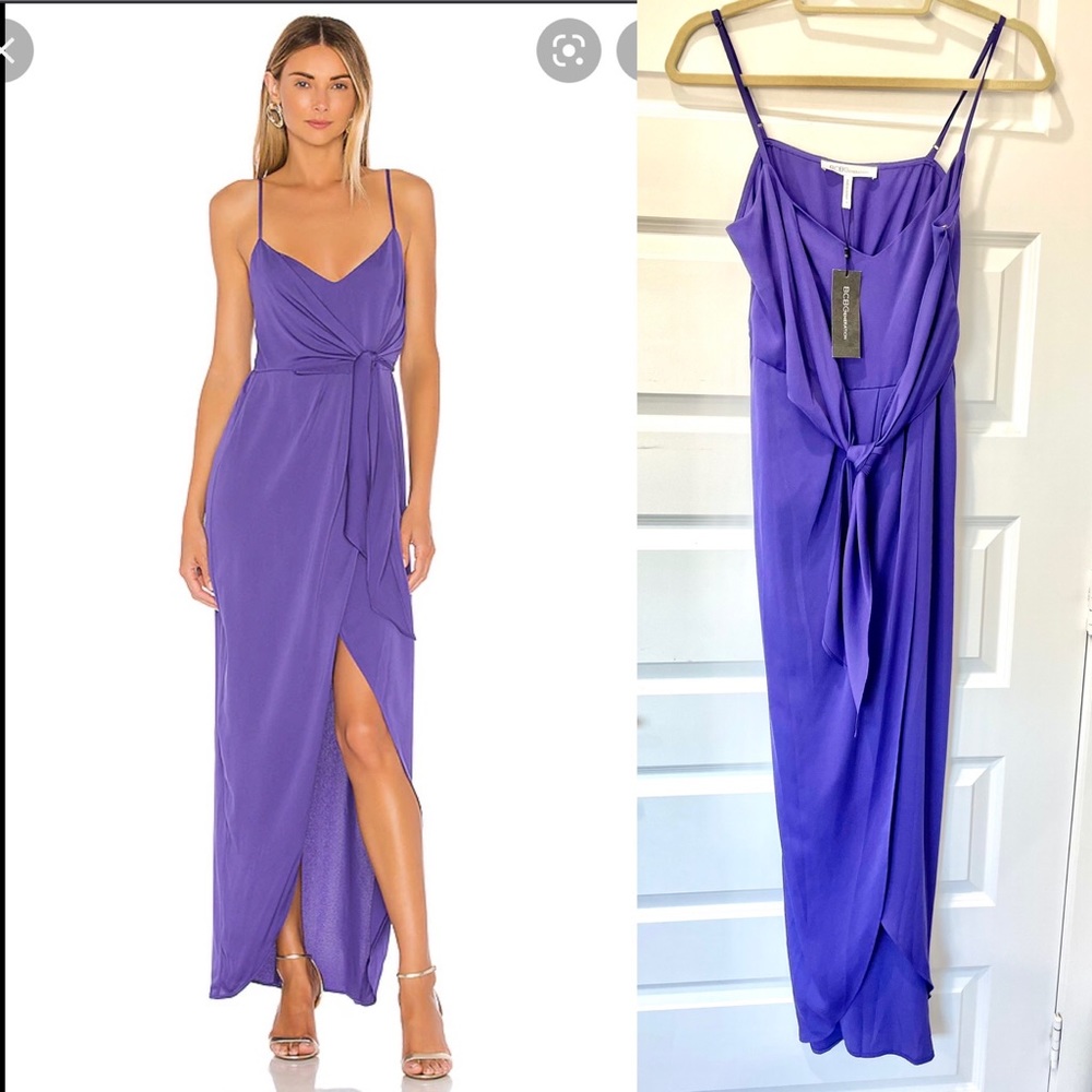 BCBGeneration Wrap Tie Maxi Dress Size Small, Revolve Purple Blue Violet NWT New